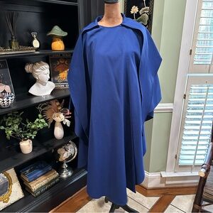 Anthony Richards Blue Vintage Hooded Cape Dress / Jacket One Size